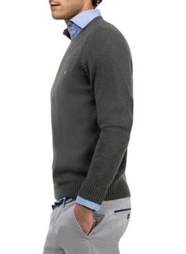 Pullover El Ganso aus grüner Merinowolle für Herren.