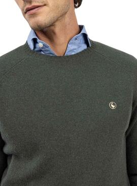 Pullover El Ganso aus grüner Merinowolle für Herren.