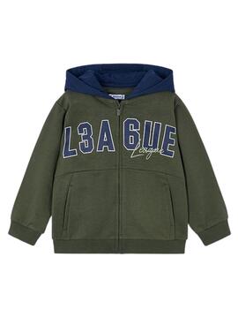 Trainingsanzug Mayoral dreiteilig in Grün und Dunkelblau für Jungen.