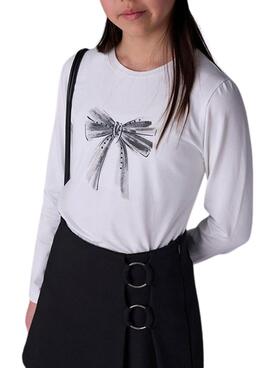 T-shirt Mayoral white bow for girl