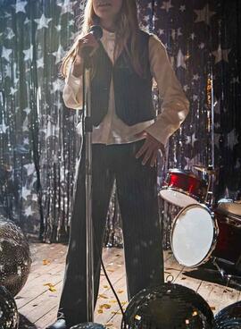 Hose von Mayoral mit diplomatischem Streifen in Schwarz für Mädchen