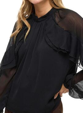 Bluse Vila Vibinna schwarz für Damen