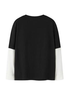 T-shirt Name It Robin schwarz und weiß für Jungen.