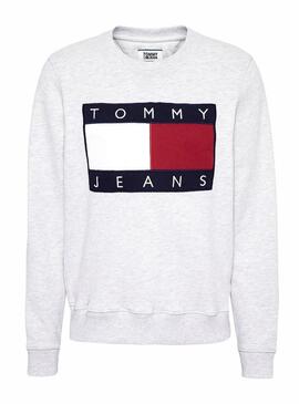 Sweatshirt Tommy Jeans Flag Besatzung Grau Für Dam
