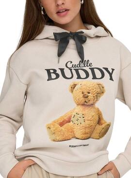 Sweatshirt Only Ricky beige mit Kapuze für Damen