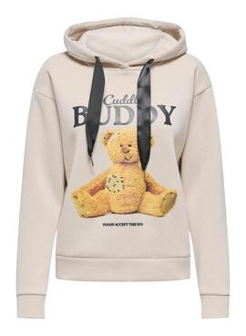 Sweatshirt Only Ricky beige mit Kapuze für Damen