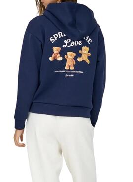 Sweatshirt Only Ricky blau mit Kapuze für Damen.