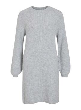 Kleid Vila Viretta aus grauem Strick für Damen.