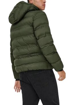 Jacke Only and Sons Union gesteppte Kapuzenjacke in Grün für Herren