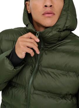 Jacke Only and Sons Union gesteppte Kapuzenjacke in Grün für Herren