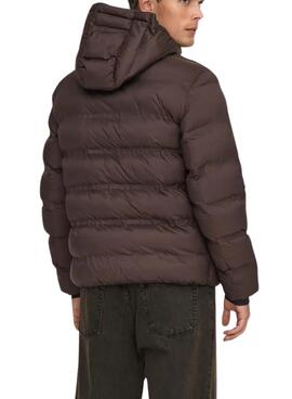 Only and Sons Union gesteppte Jacke mit Kapuze in Braun für Herren.