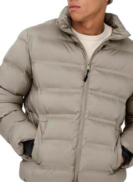 Herrenjacke Only and Sons Union gepolstert in Beige