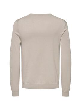 Only and Sons Wyler V-Ausschnitt-Pullover in Beige für Herren