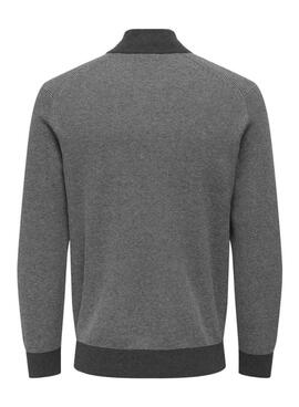 Only and Sons Philip grauer Jersey mit Reißverschluss für Herren
