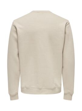 Pullover Only and Sons Curated Crew beige für Herren.
