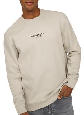 Pullover Only and Sons Curated Crew beige für Herren.
