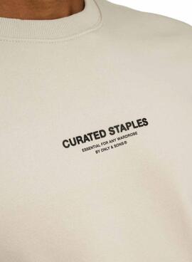 Pullover Only and Sons Curated Crew beige für Herren.
