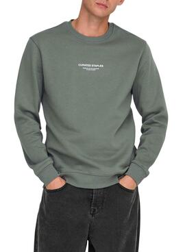 Pullover Only and Sons Curated Crew in Grün für Herren.