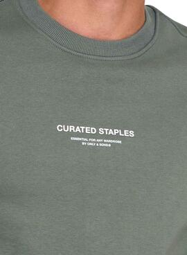 Pullover Only and Sons Curated Crew in Grün für Herren.