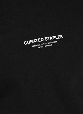 Sudadera Only and Sons Curated Crew schwarz für Herren.