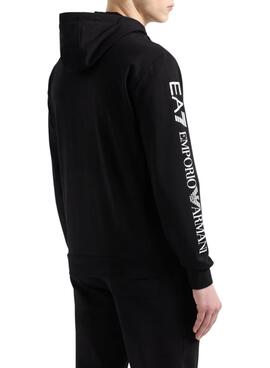 Jacke Emporio Armani EA7 in Schwarz mit Kapuze und Reißverschluss für Herren.