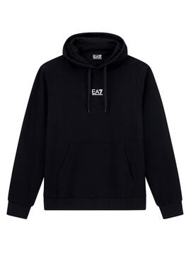 Sweatshirt Emporio Armani EA7 Kapuze Schwarz Logo für Männer
