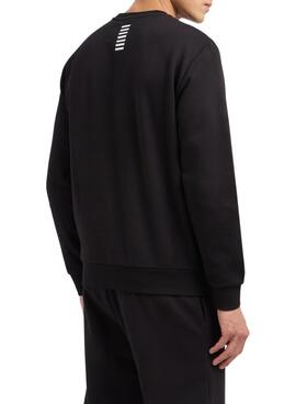 Pullover Emporio Armani EA7 schwarz mit weißem Logo für Herren.