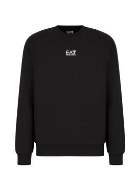 Pullover Emporio Armani EA7 schwarz mit weißem Logo für Herren.