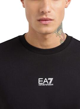 Pullover Emporio Armani EA7 schwarz mit weißem Logo für Herren.