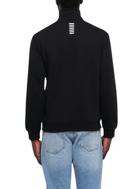 Sweatshirt Emporio Armani EA7 mit Reißverschlusskragen in Schwarz für Herren.