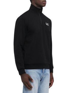 Sweatshirt Emporio Armani EA7 mit Reißverschlusskragen in Schwarz für Herren.