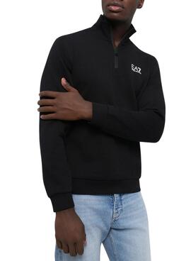 Sweatshirt Emporio Armani EA7 mit Reißverschlusskragen in Schwarz für Herren.