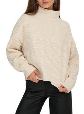 Rollkragenpullover Only Globe beige für Damen