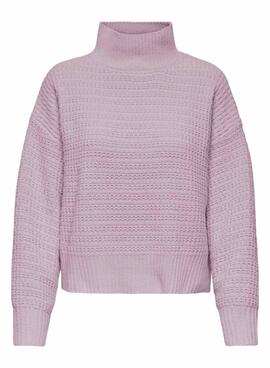 Rollkragenpullover Only Globus in Malve für Damen.