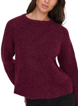 Pullover Only Only Gila in Granatrot für Damen.