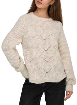 Pullover Only Gila beige für Damen.