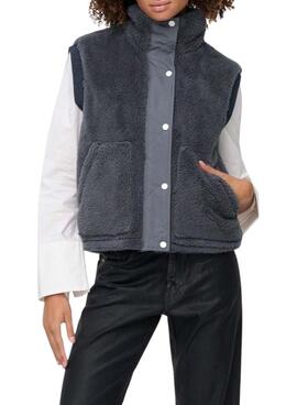 Chaleco Only Bari Teddy grau für Damen