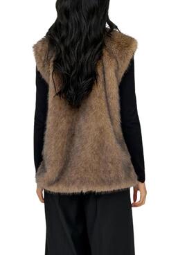 Only Dawn Kunstpelz Weste in Toastfarben für Damen