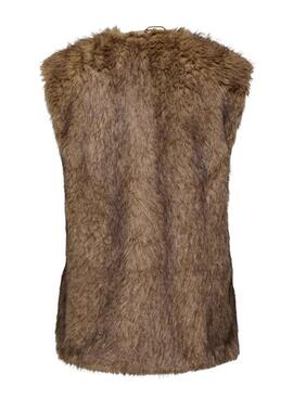 Only Dawn Kunstpelz Weste in Toastfarben für Damen