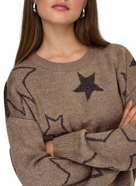 Pullover Only Rosie Glitter Toasted für Damen.
