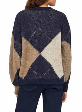 Pullover Only Noeme Jacquard Marine für Damen.