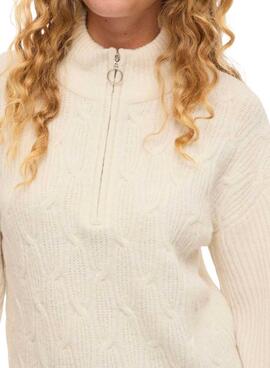 Strickpullover Vila Vilassia mit Reißverschluss in Beige für Damen