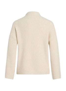 Strickpullover Vila Vilassia mit Reißverschluss in Beige für Damen