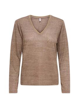 T-shirt Only Beatrice camel für Damen
