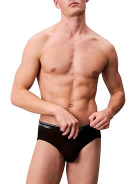Drei Calvin Klein Microfibre Stretch-Slips in Schwarz für Herren.
