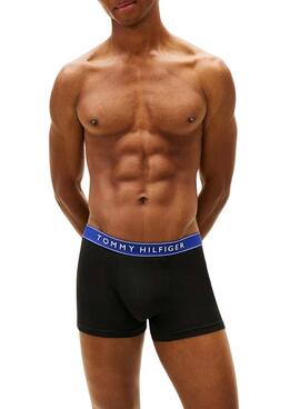 Pack 3 Unterhosen Tommy Hilfiger Trunk schwarz mit bunten Bund für Herren