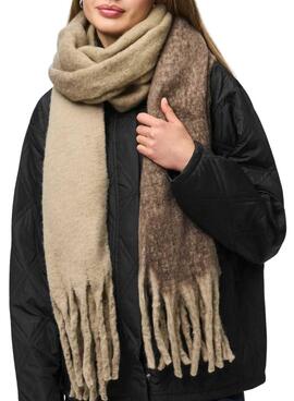 Schal Pieces Bea lang kariert braun für Damen.