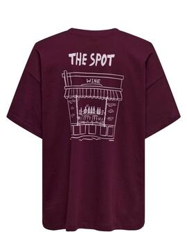 T-Shirt Only Vivvi The Shop Bordeaux für Damen.
