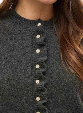 Jacke Vila Vijacia mit Rüschen in Grau für Damen.