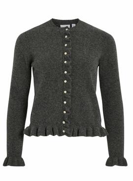 Jacke Vila Vijacia mit Rüschen in Grau für Damen.